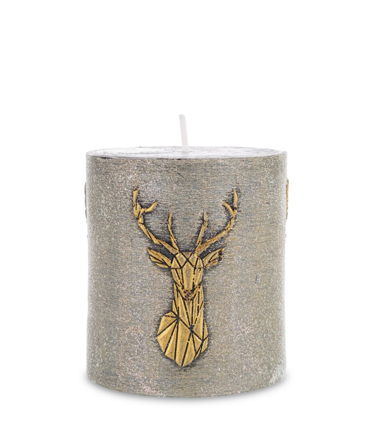 Pl Świeca Walec Mały Jeleń Głowa Szampan Złoto