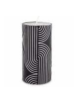 Pl Świeca Boho Walec Średni Czarny Srebro