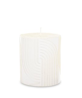 Pl Świeca Boho Walec Mały Biały Perła