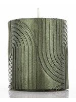 Pl Świeca Boho Walec Mały Zieleń Metalik