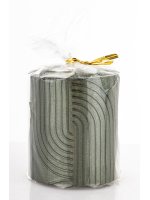 Pl Świeca Boho Walec Mały Zieleń Metalik