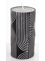 Pl Świeca Boho Walec Średni Czarny Srebro