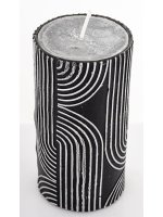 Pl Świeca Boho Walec Średni Czarny Srebro