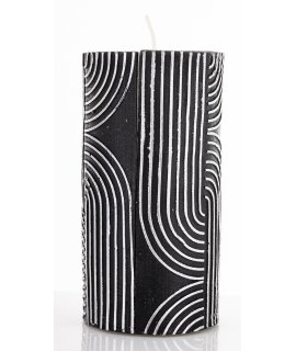 Pl Świeca Boho Walec Średni Czarny Srebro