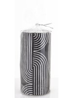 Pl Świeca Boho Walec Średni Czarny Srebro