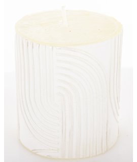 Pl Świeca Boho Walec Mały Biały Perła