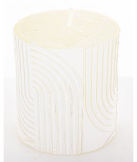 Pl Świeca Boho Walec Mały Biały Perła