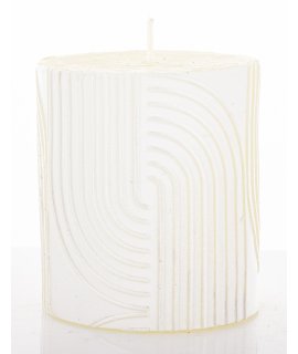 Pl Świeca Boho Walec Mały Biały Perła