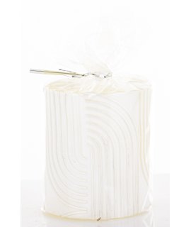 Pl Świeca Boho Walec Mały Biały Perła