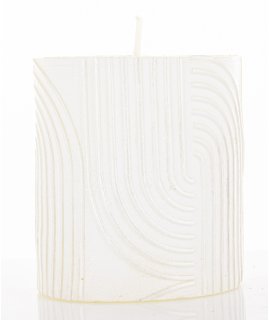 Pl Świeca Boho Walec Mały Biały Perła