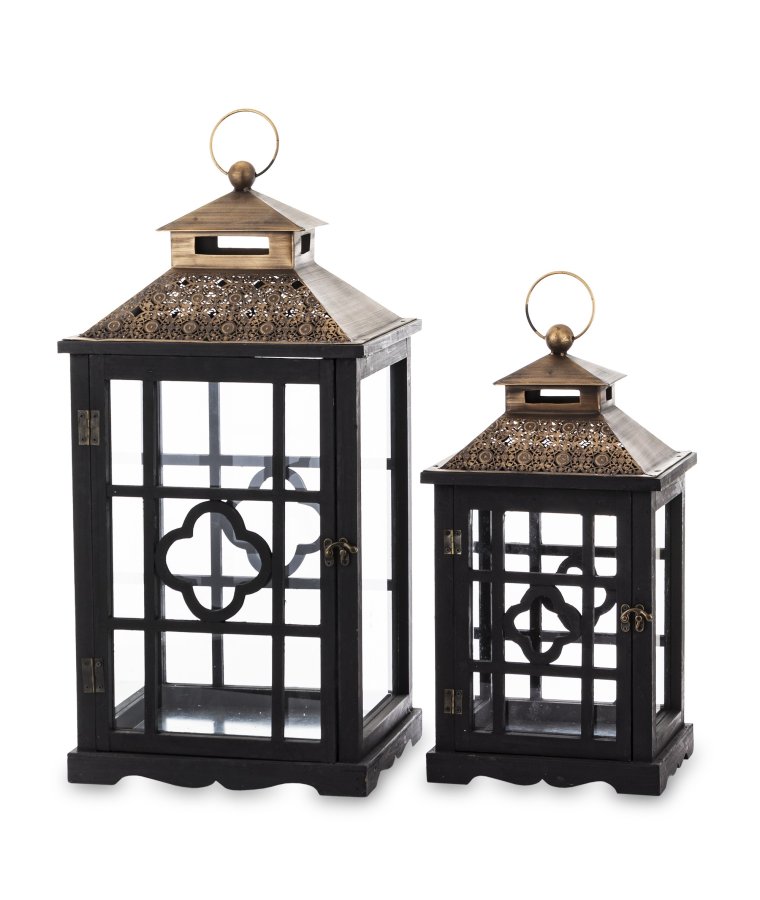 Lampion Drewniany Kpl. 2 Szt.