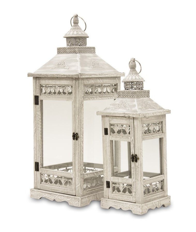 Lampion Drewniany S/2