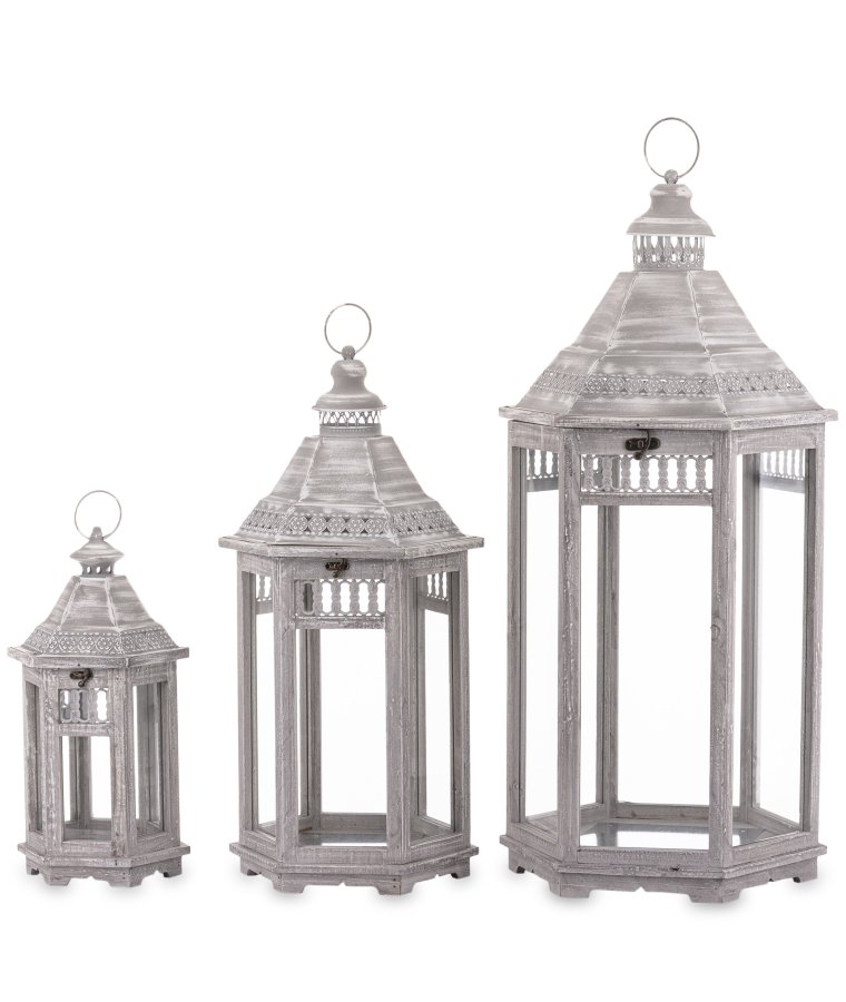 Lampion Drewniany Kpl. 3 Szt.