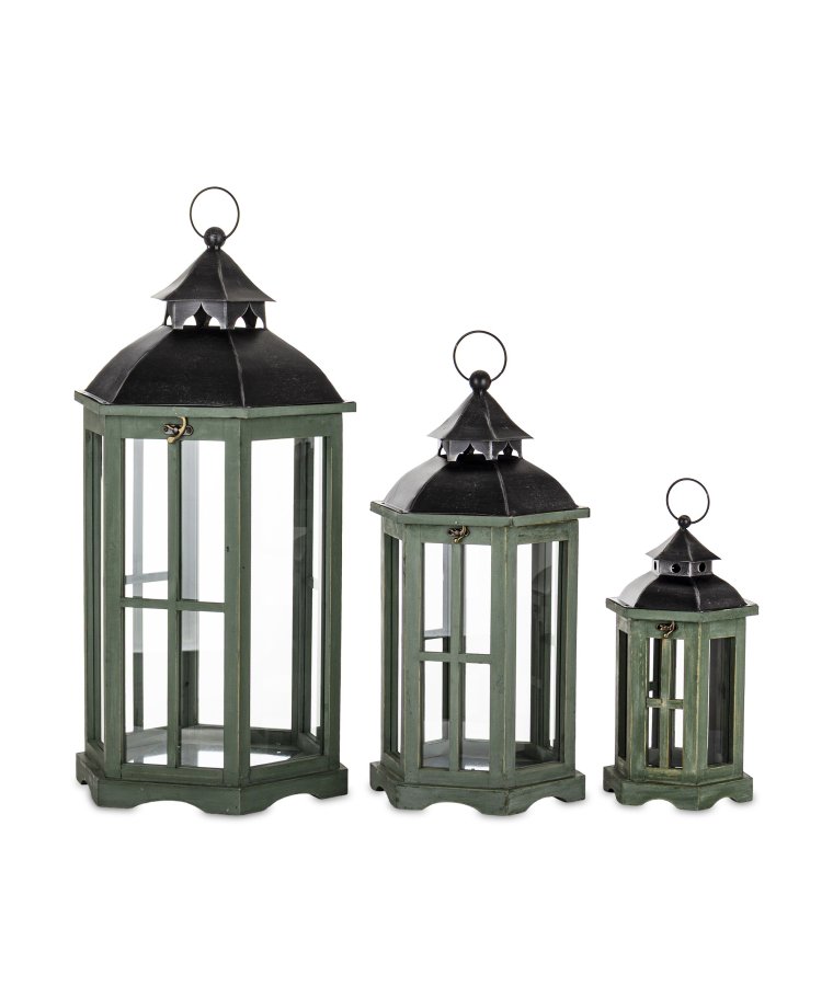 Lampion Drewniany Kpl. 3 Szt.