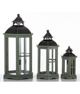 Lampion Drewniany Kpl. 3 Szt.