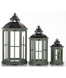 Lampion Drewniany Kpl. 3 Szt.