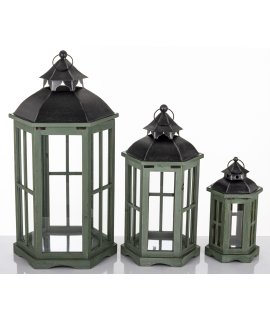 Lampion Drewniany Kpl. 3 Szt.