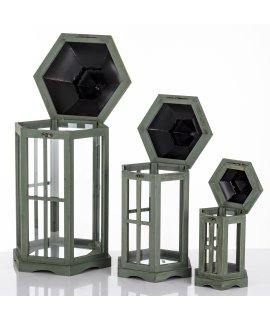 Lampion Drewniany Kpl. 3 Szt.