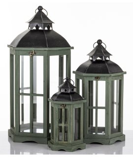 Lampion Drewniany Kpl. 3 Szt.