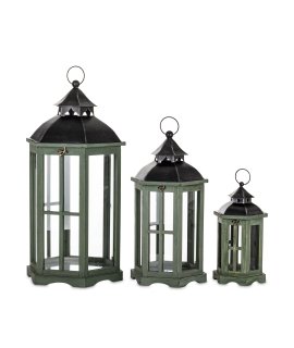 Lampion Drewniany Kpl. 3 Szt.