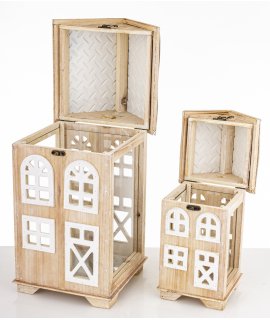 Lampion Drewniany Kpl. 2 Szt.