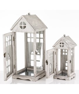 Lampion Drewniany Kpl. 2 Szt.