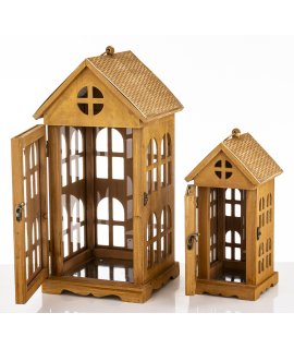 Lampion Drewniany Kpl. 2 Szt.