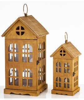 Lampion Drewniany Kpl. 2 Szt.