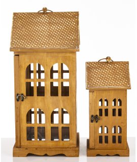 Lampion Drewniany Kpl. 2 Szt.