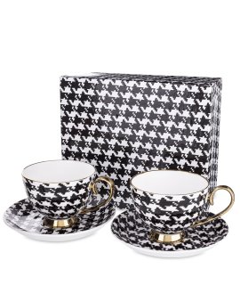 Komplet Filiżanek Z Podstawką 2+2