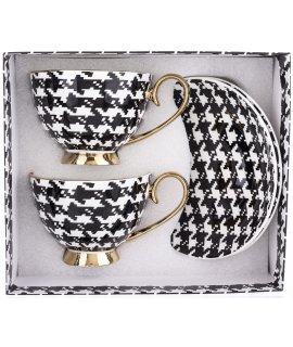 Komplet Filiżanek Z Podstawką 2+2