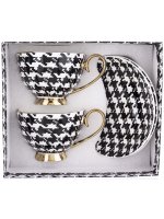 Komplet Filiżanek Z Podstawką 2+2