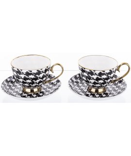 Komplet Filiżanek Z Podstawką 2+2